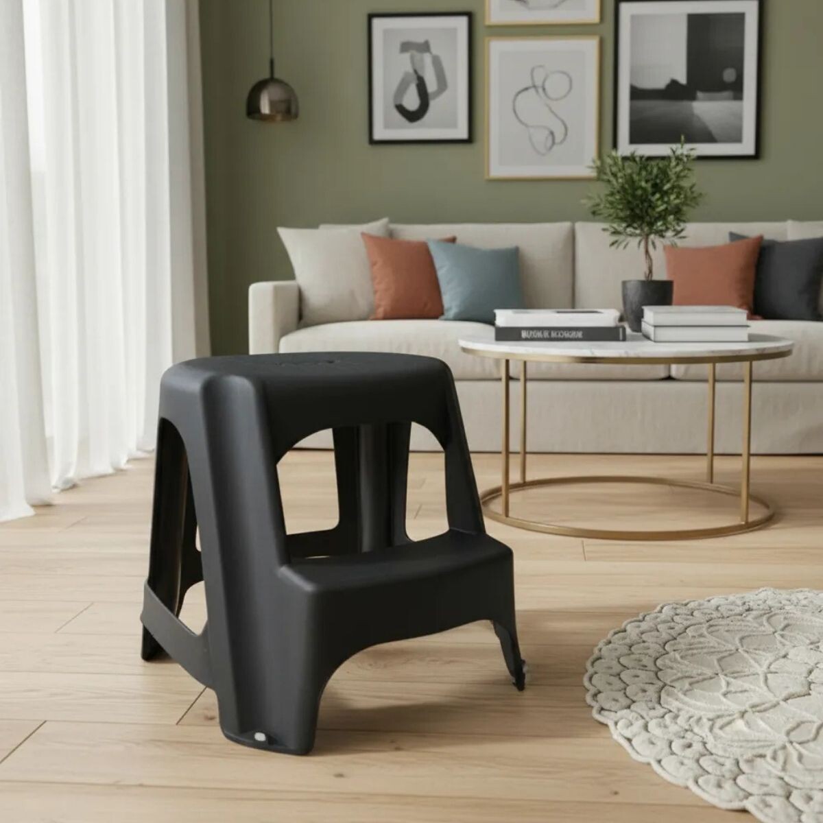 Banqueta 2 escalones soporta 100 kg - NEGRO 