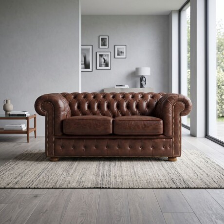 Sofá Chesterfield Novo - Cuero Básico - 2 cuerpos New Brown - (Preventa)
