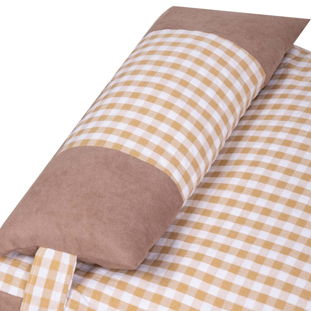 CAMA FUTÓN CUADRILLÉ TELA MULTICOLOR C/ALMOHADA S