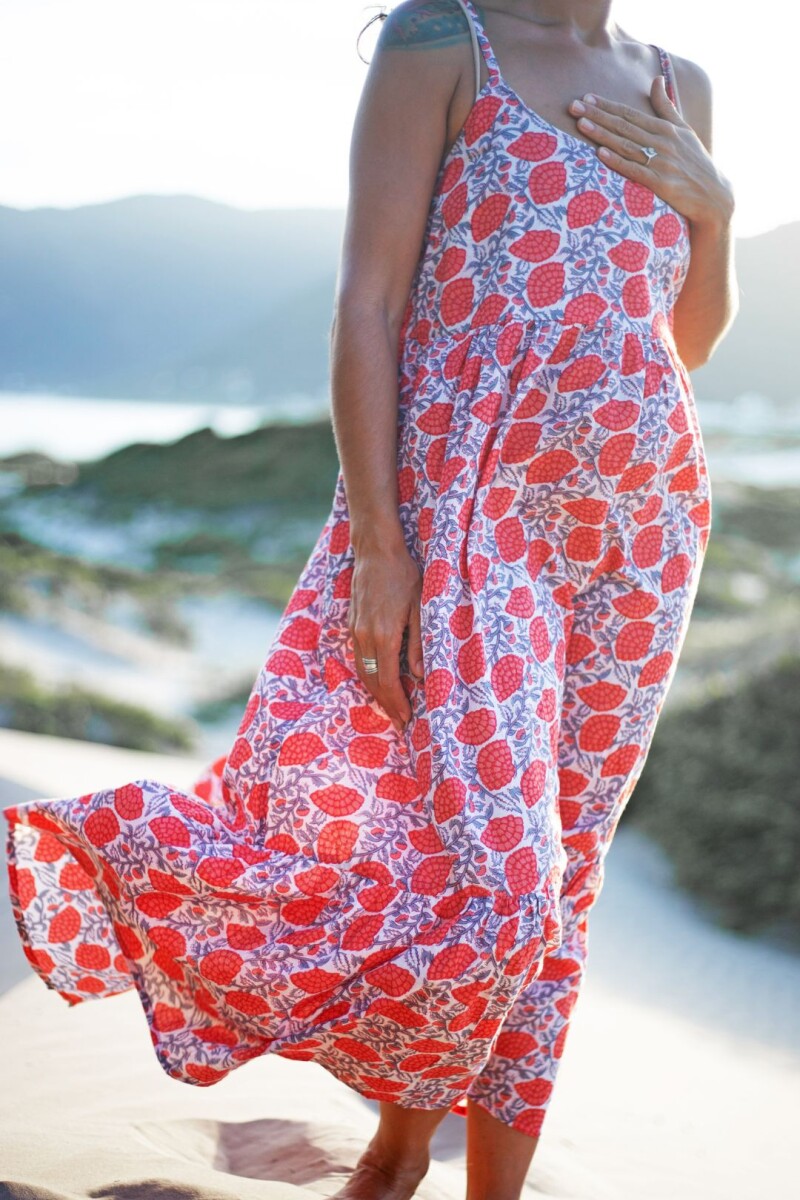 Vestido largo Durazno Estampado 1