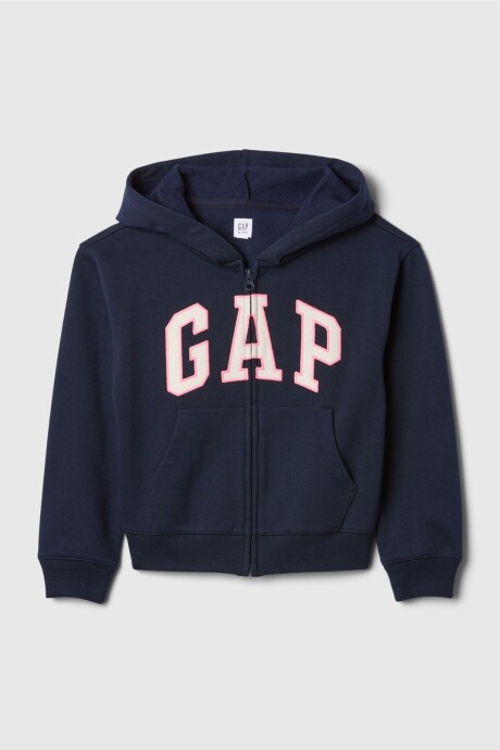 Buzo Canguro Con Cierre Logo Gap Con Felpa Niña Tapestry Navy
