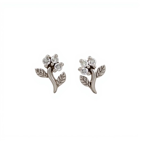 Caravanas Flor-Plata 925-Piedra zirconia-CA3028 conpiedra