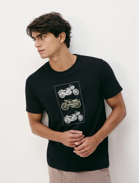 CAMISETA MANGA CORTA CON ESTAMPA NEGRO