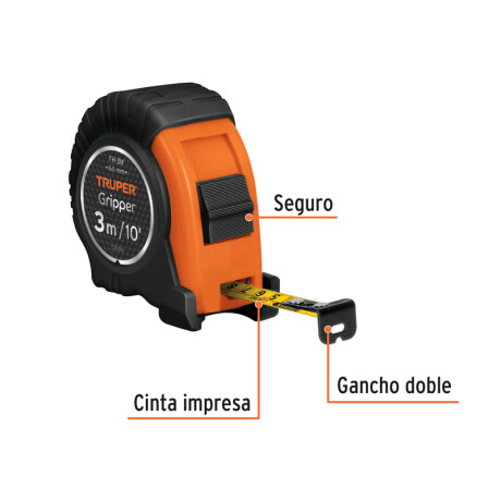 CINTA METRICA C/IMPACTO 3MTX1/2 TRUPER FH-3M (CM/PULG) N/a