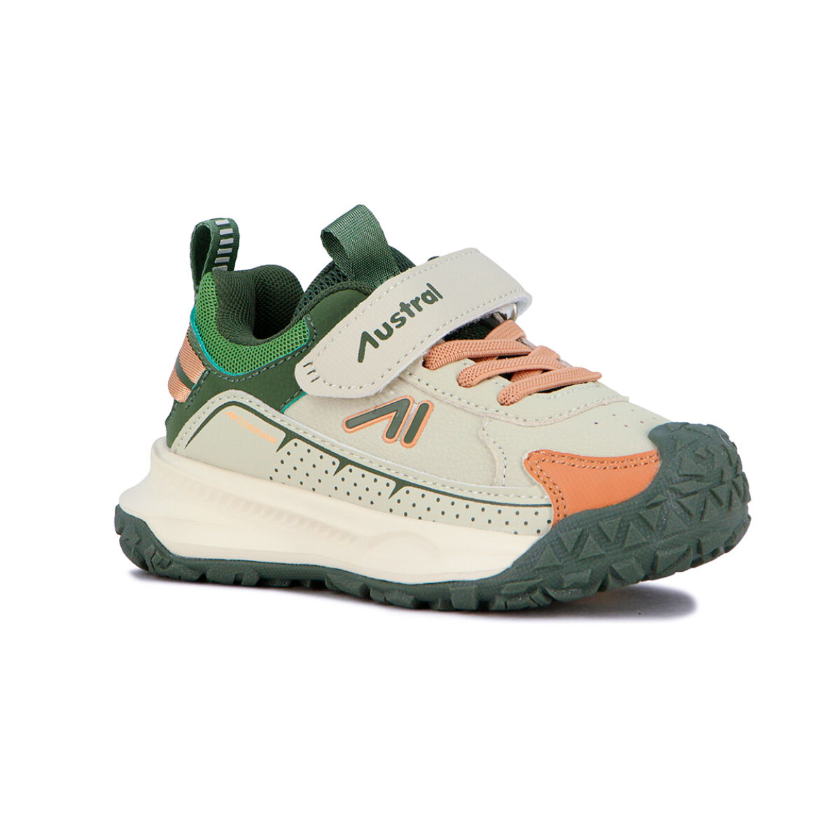 Austral Calzado Deportivo Niño C/velcro Y Elastico / Verde-beige - Verde-beige 