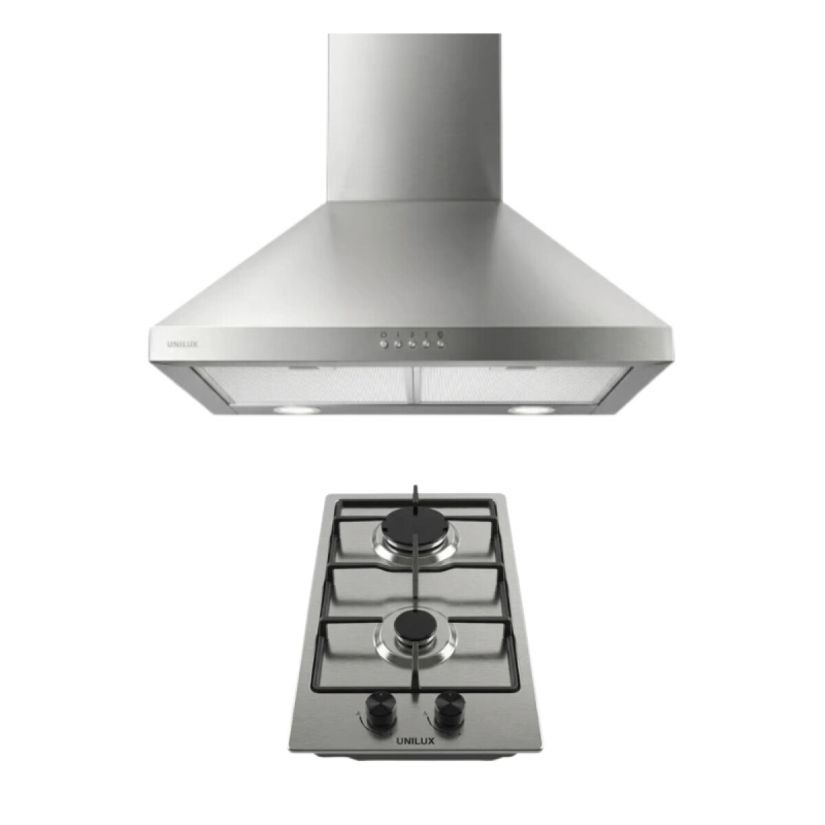 Pack De Campana Extractora Aeris 60CM + Anafe A Gas Vulcano Duo 2 Acero Inoxidable 