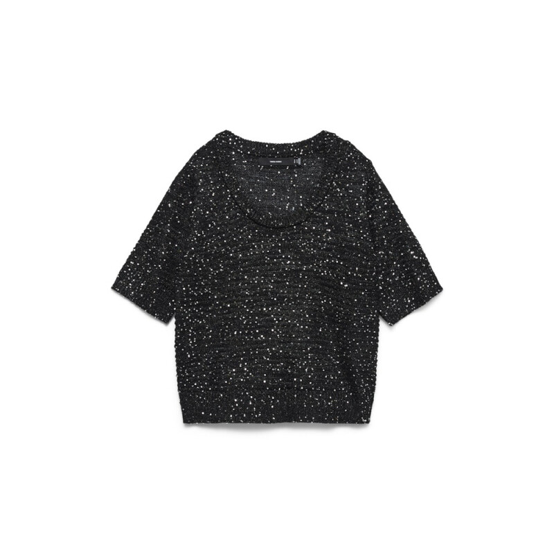 VMLEILANI STITCH 2/4 U-NECK PULLOVER BLACK