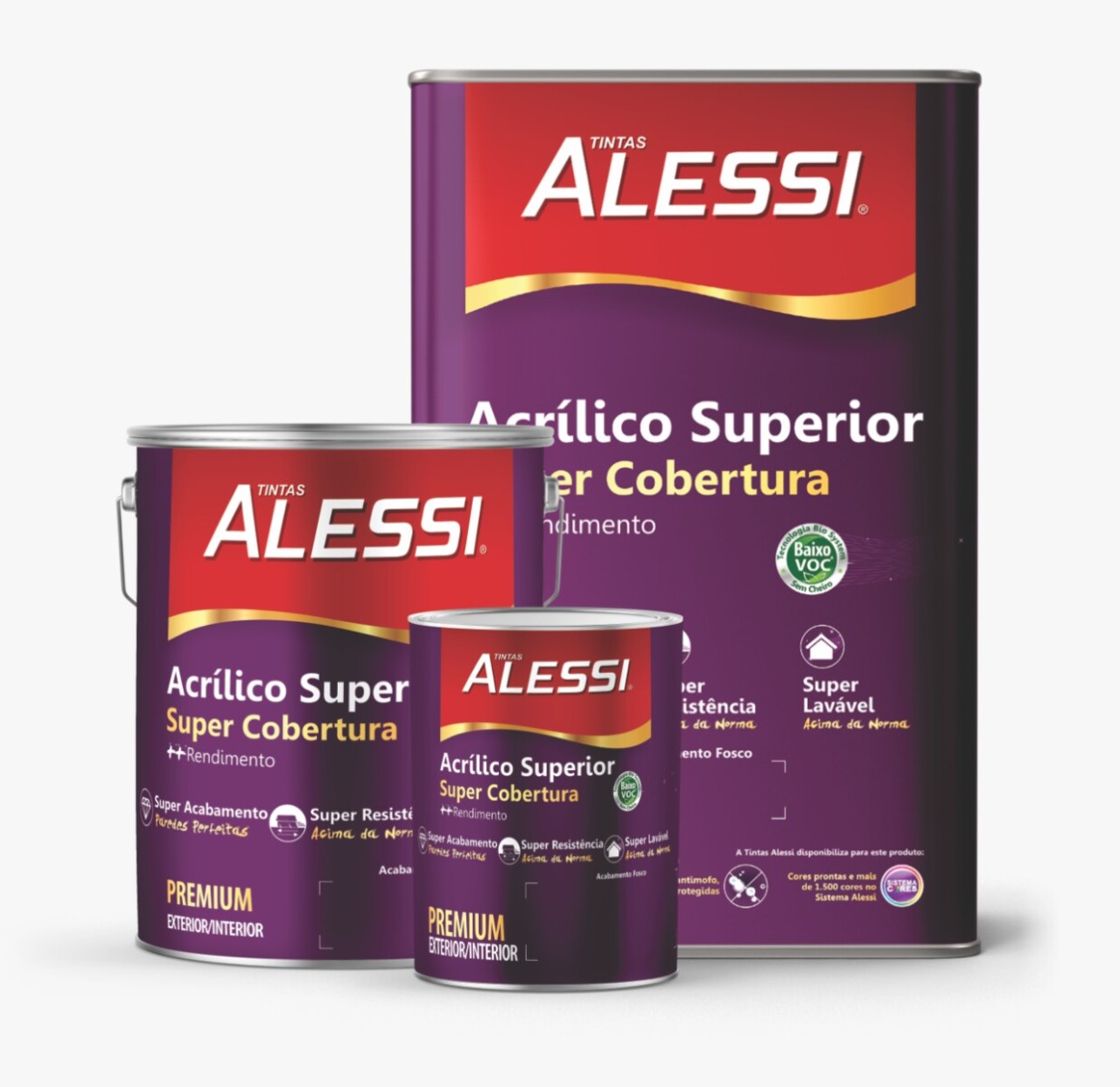 Látex Acrílico Super Cobertura Blanco Mate 18L Alessi 