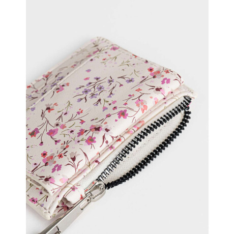 Monedero Cuerina Solapa Estampado Flores