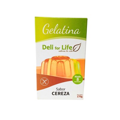 Gelatina Sin Gluten Deli FOR Life Cereza 170g Gelatina Cereza Deliforlife