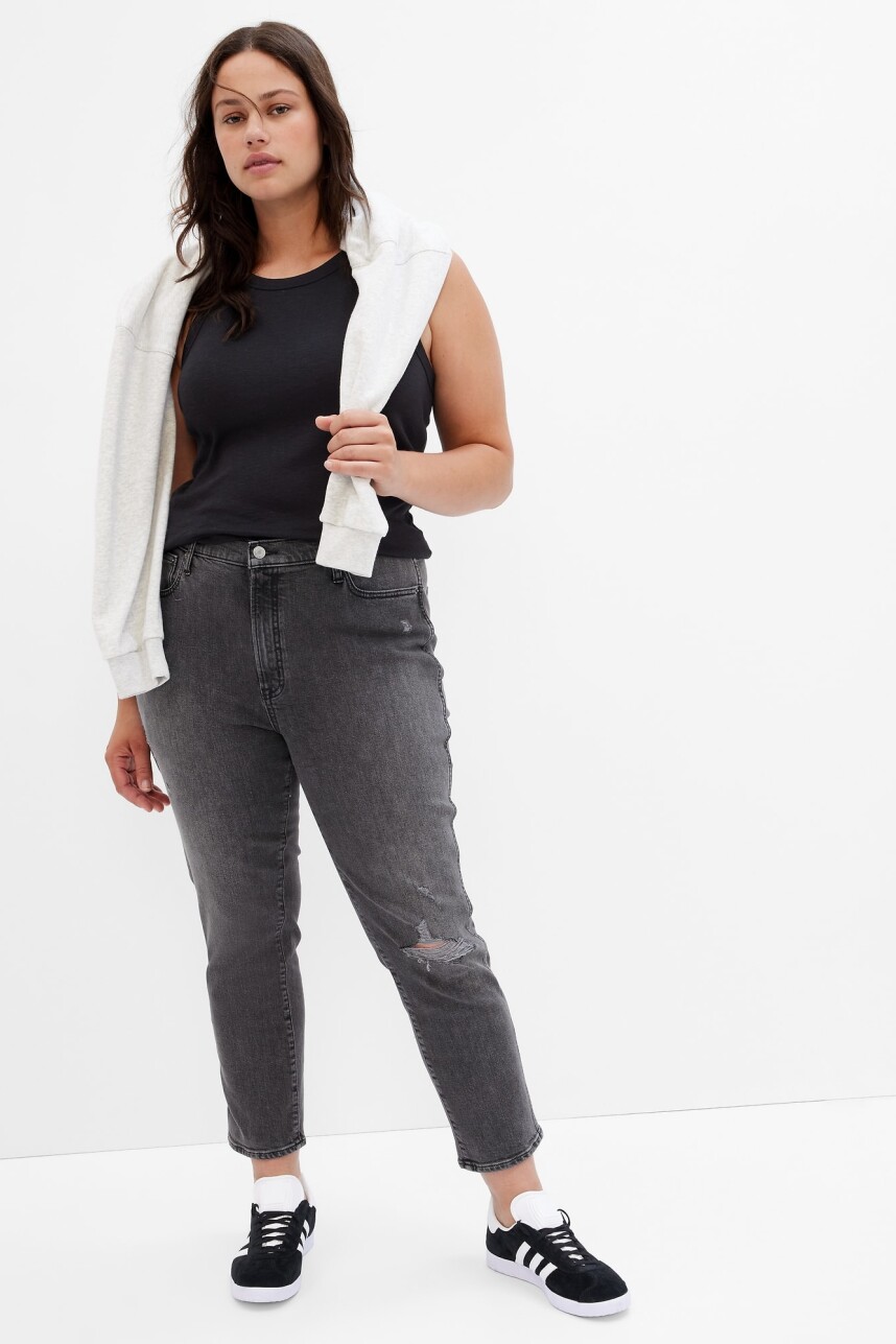 Jean Vintage Slim Tiro Alto Mujer Black Pirineos
