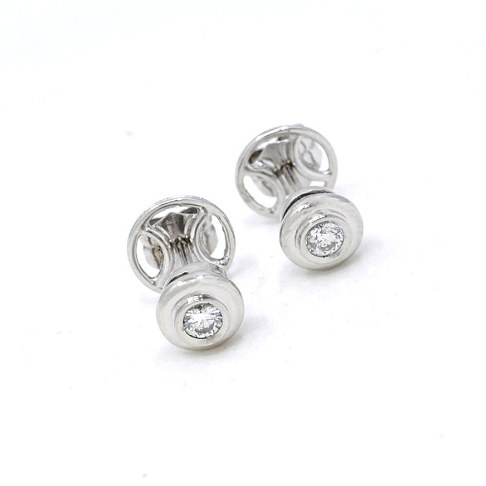Caravanas En Oro 18K Blanco Y Brillantes Caravanas En Oro 18K Blanco Y Brillantes