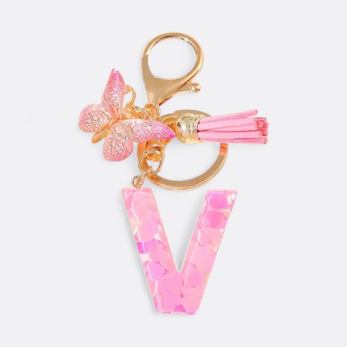 Llavero de letras - V rosa 