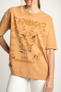 Remera Lavada Print Bisou Mocha