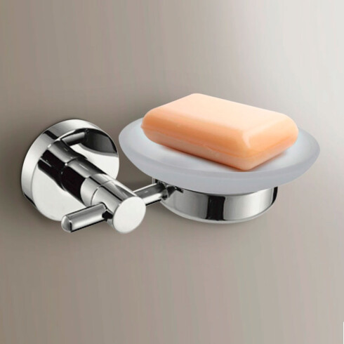 JABONERA CON PLATO VIDRIO ACCESORIO BAÑO URBAN CROMO BRILLO CROMO