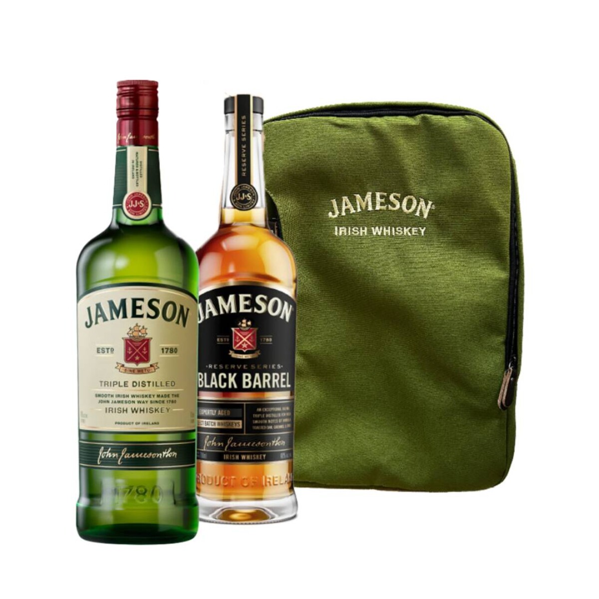 Whiskey Irlandes Jameson 1 Lt + Black Barrel 750 ml - Con Mochila de Obsequio 
