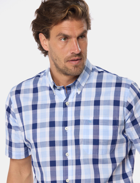 CAMISA A CUADROS Celeste