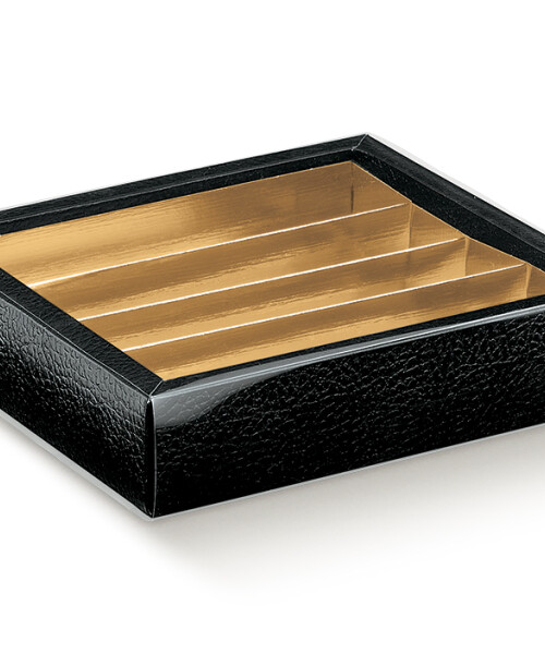Bombonera con visor 14,5x14,5x3,5 cm. - PELLE NERO Bombonera con visor 14,5x14,5x3,5 cm. - PELLE NERO