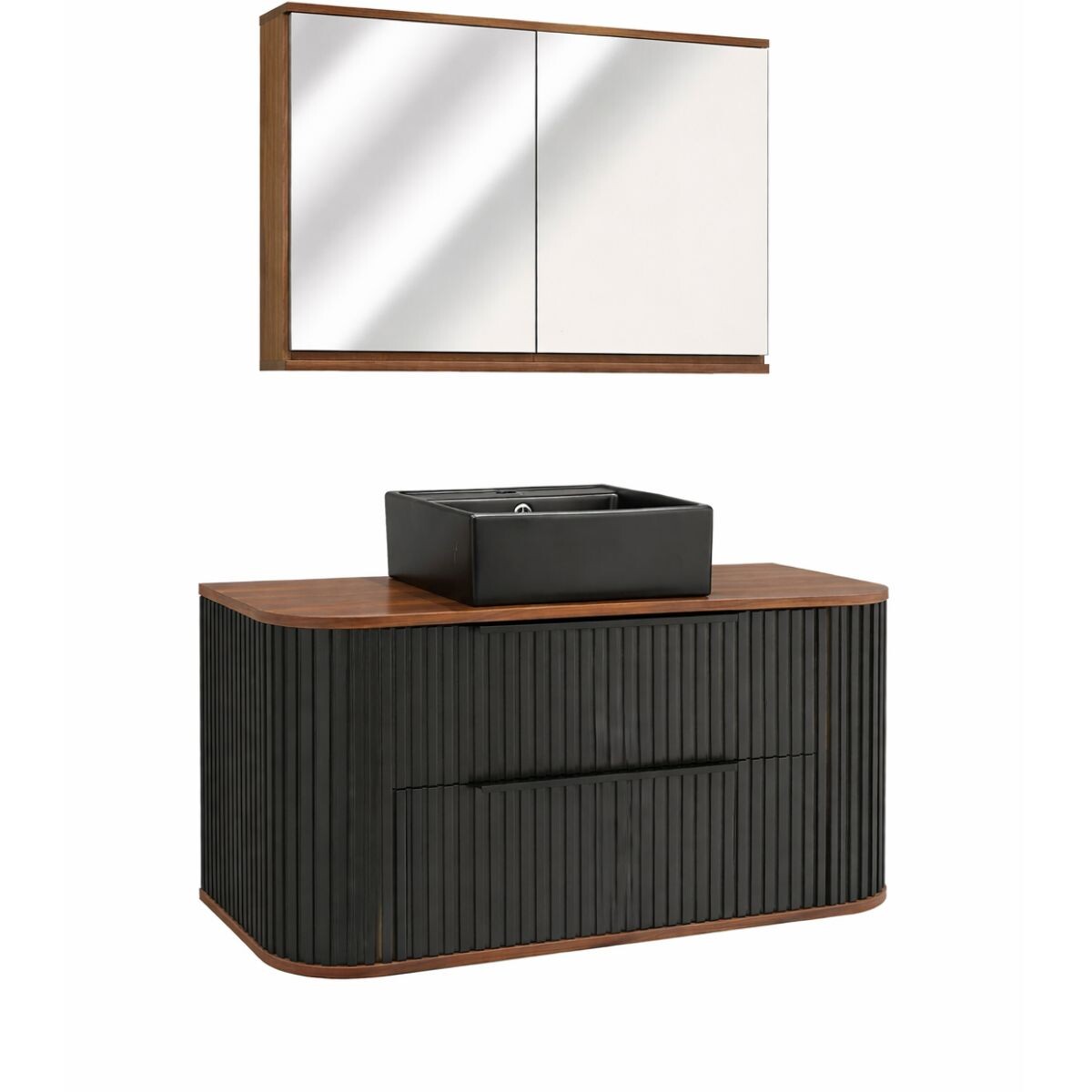 Mueble De Baño Alice Suspendido 100cm Negro Botiquín Gabriela 90 Cm Cacau 