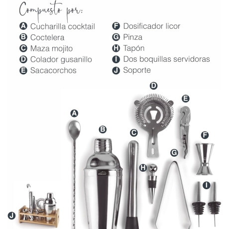 Coctelera Manhattan Set 10 Unidades de Acero Inoxidable Lacor Coctelera Manhattan Set 10 Unidades de Acero Inoxidable Lacor