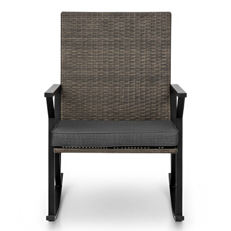 Juego Jardín Set X3 Silla Mecedora Ratán + Mesa Patio Verde