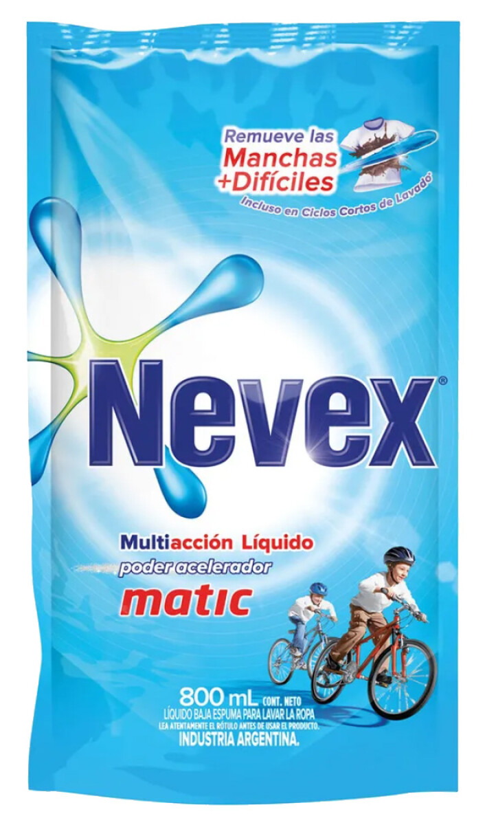 DETERGENTE LIQUIDO P/ROPA NEVEX 800 ML DOY PACK 