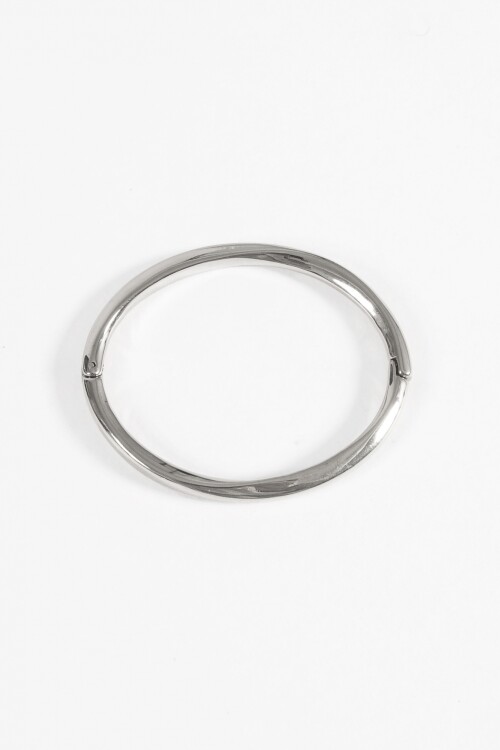 Pulsera rígida ajustable acero plateado