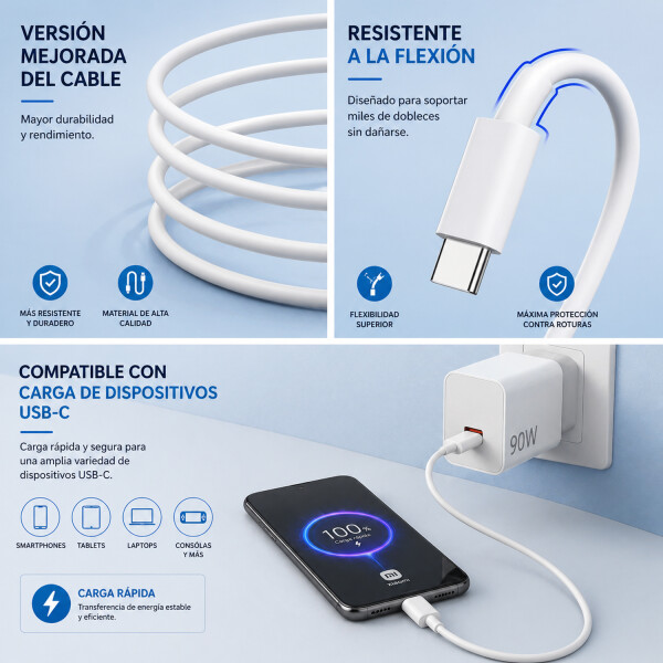 Cargador Xiaomi 90w + Cable Usb-c Usb-a Hypercarga CARGADOR XIAOMI 90W