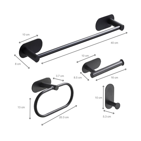 Set Accesorios De Baño Rollo Toalla Percha Juego 4 Piezas Adhesivo Acero Inoxidable Imback Color Negro Set Accesorios De Baño Rollo Toalla Percha Juego 4 Piezas Adhesivo Acero Inoxidable Imback Color Negro