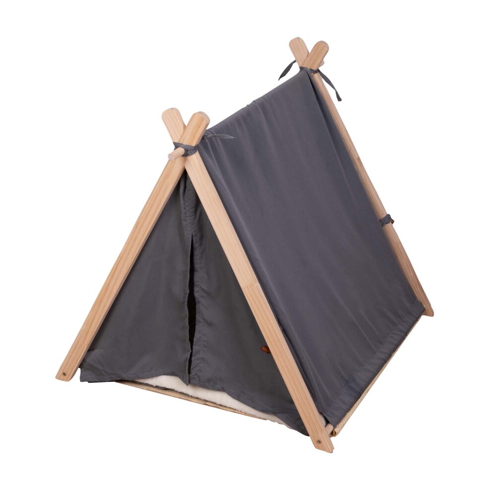 CAMA MASCOTAS TELA-Y-MADERA NEGRO CARPA