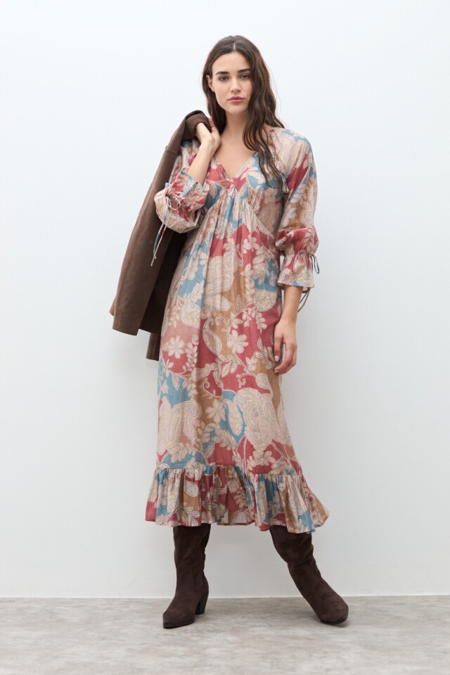 Vestido boho estampado bordo