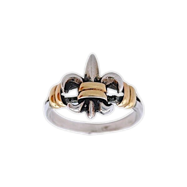 Anillo Flor de Lis-Plata y Oro-Sin Piedra-AN5229 sinpiedra