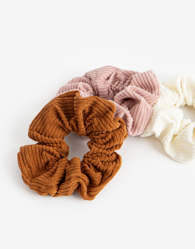 Skunzies Lisas Set De Scrunchies De Corderoy - Combinacion Tricolor