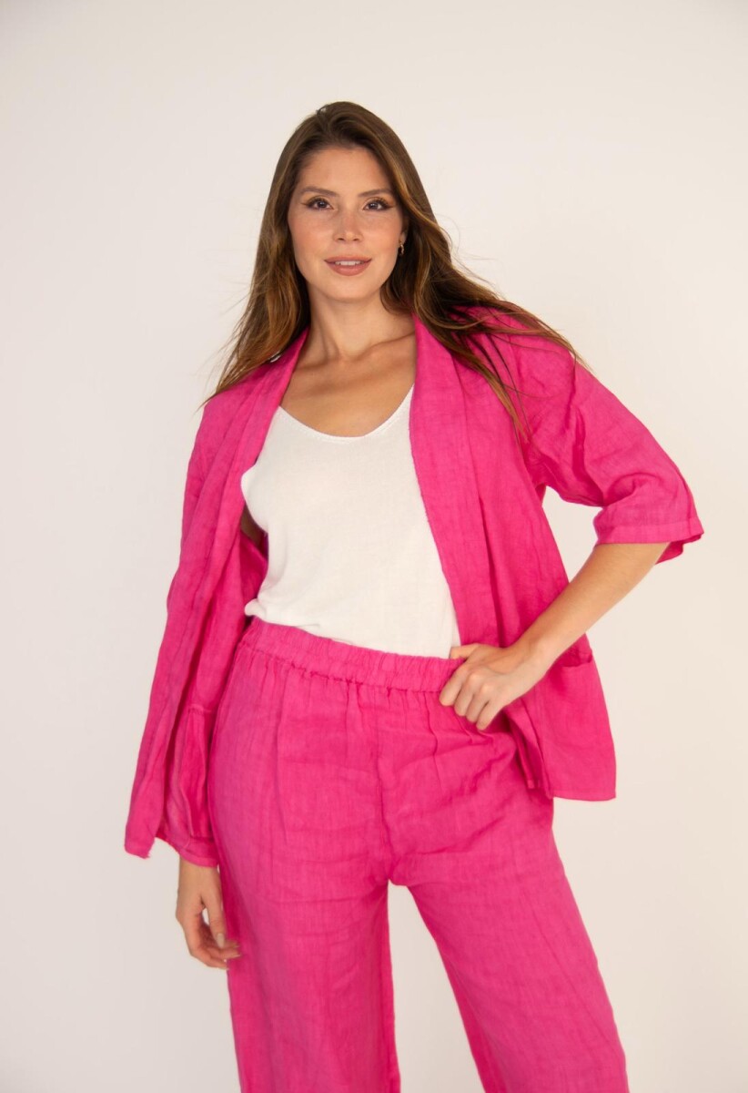 Conjunto kimono+ palazo 100% lino - Rosado 