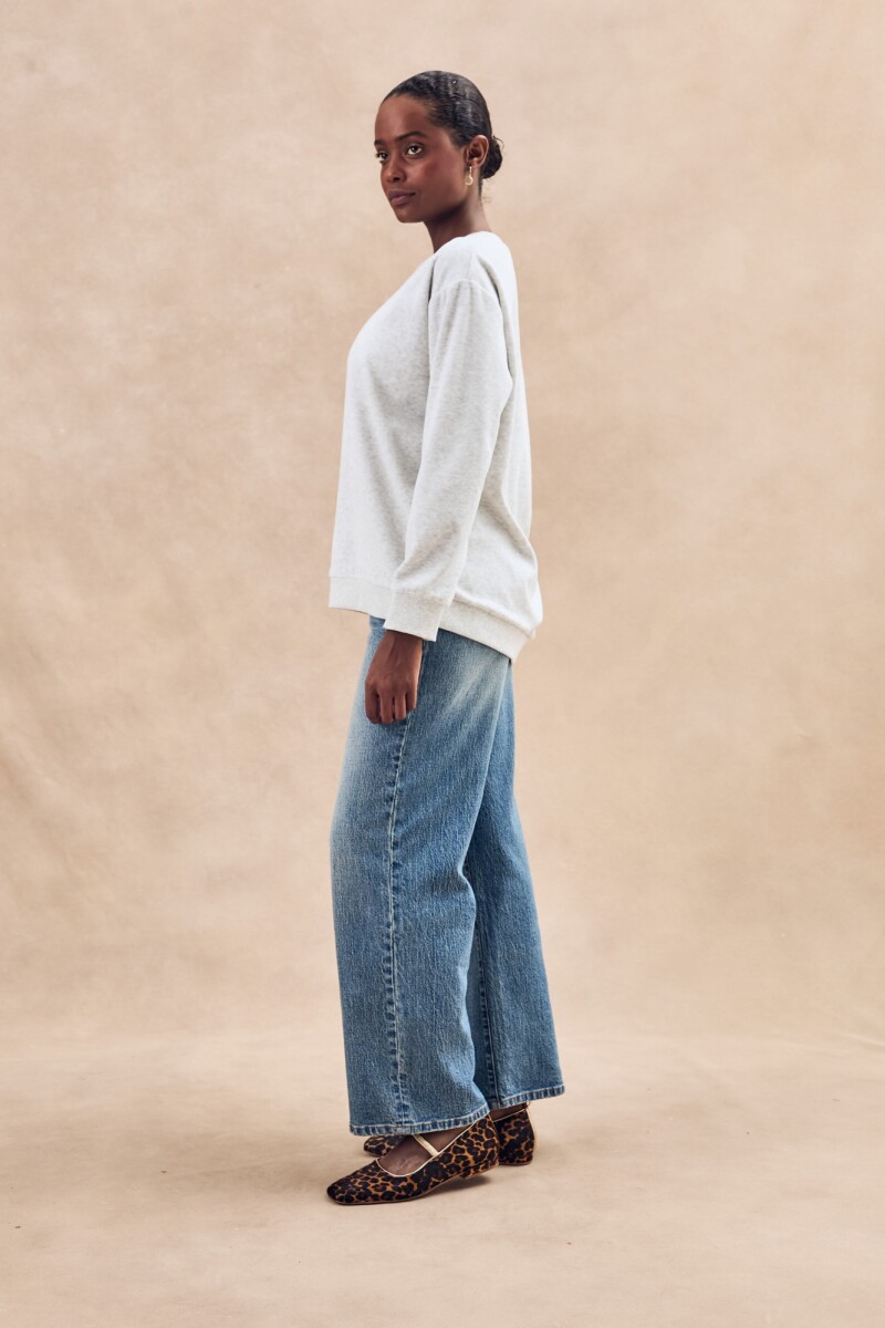 Sweater Algodón Velour Gris Melange