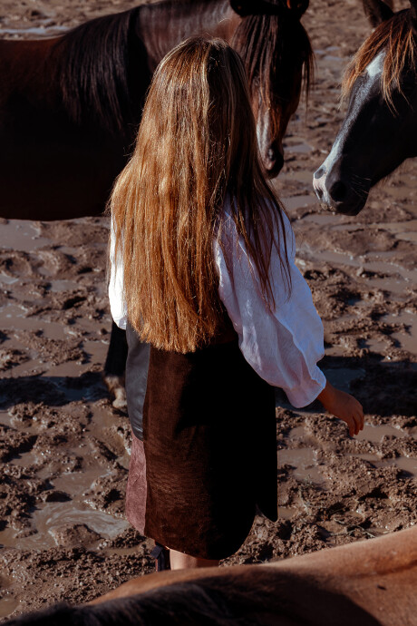Mix Suede Dress Chocolate / Negro