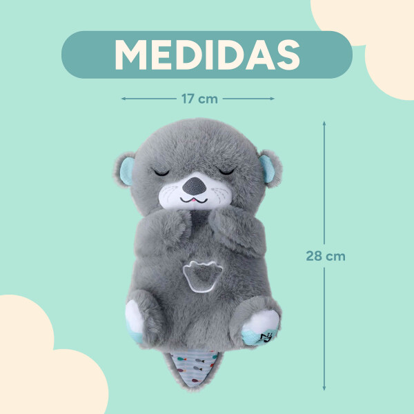 Peluche Nutria Bebé Respira Y Relaja Dormir Niño Tendencia Color Variante Gris