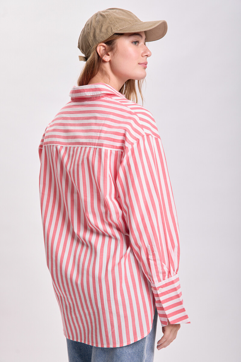 Camisa bolsillo rayada Rojo
