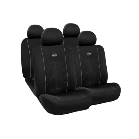 Cubreasiento Momo Auto Tela Negro Con Detalle Gris