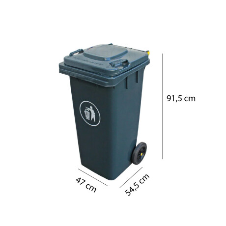 CONTENEDOR DE BASURA 120 LITROS Contenedor de Basura con Ruedas 120 Litros Gris