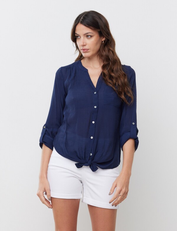 Blusa Nudo Botones AZUL