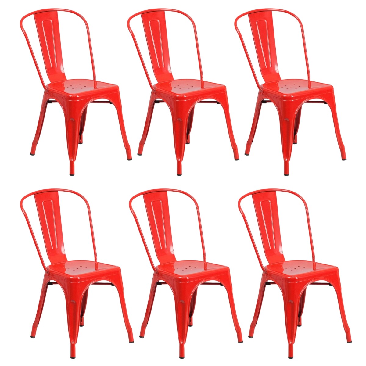 Pack 6 Sillas Tolix Lumax Varios Colores Living Comedor - Rojo 