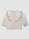 Blusa Manga Al Codo Con Tiras Bordadas Crudo