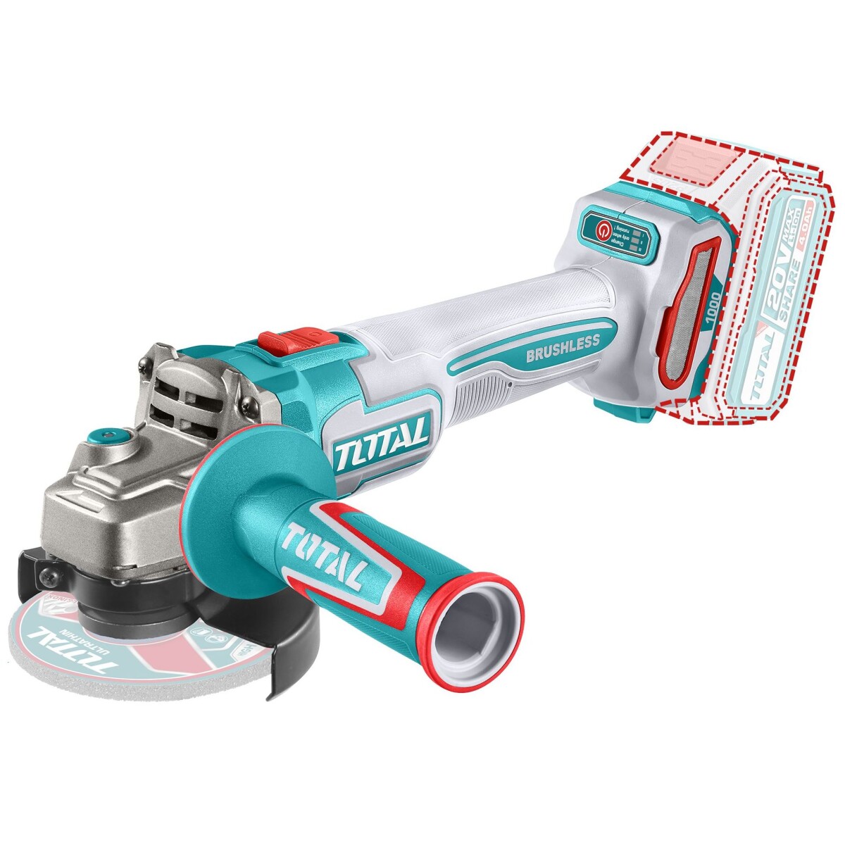 Amoladora Angular 4.1/2" Inalámbrica A Batería 20v - Sin Carbones 