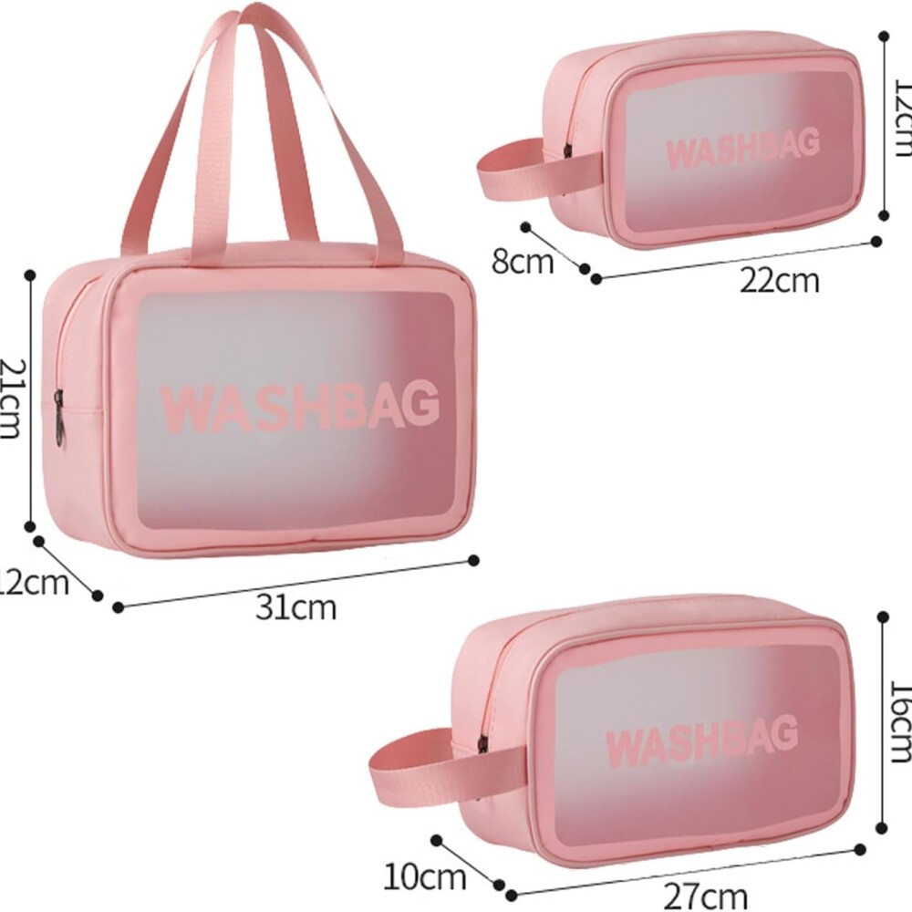 Estuche Neceser Washbag 3 Piezas Rosa