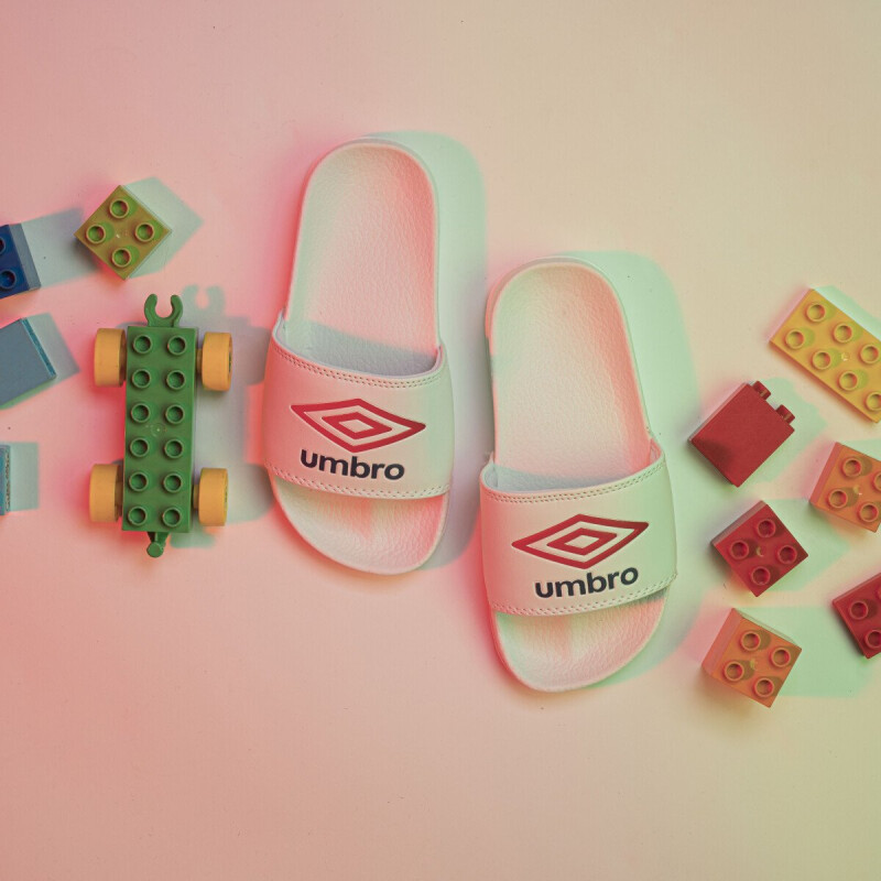 Chanclas Infantiles Umbro Locker Room Blanco - Rojo - Azul Marino