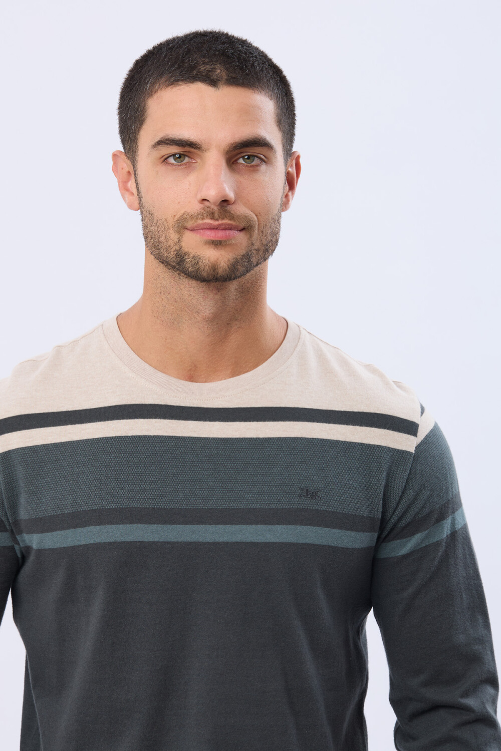 REMERA RAYADA DE ALGODÓN BEIGE