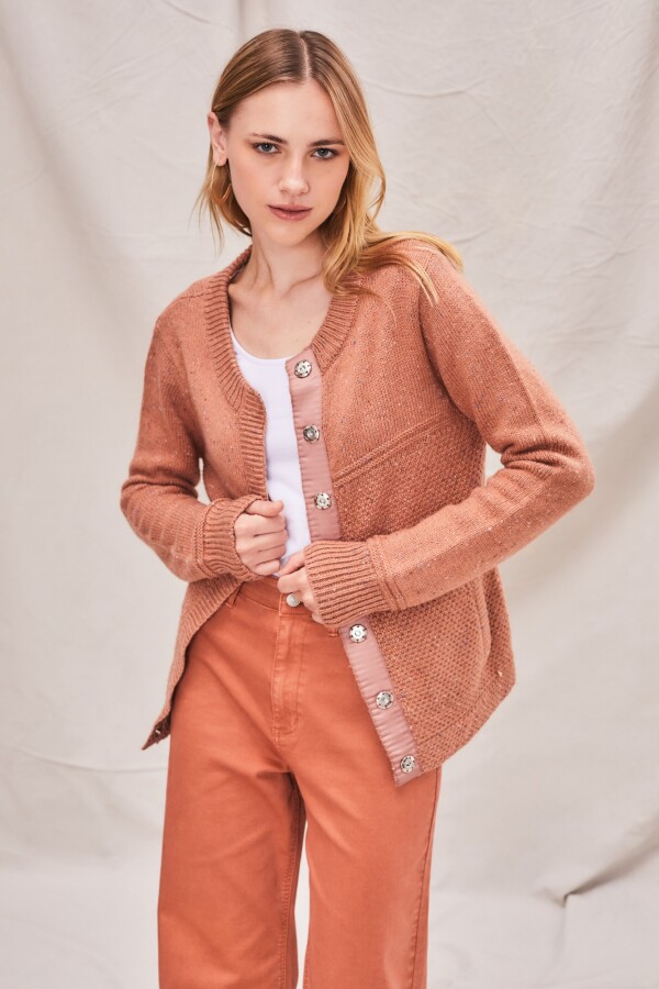 Cardigan Broches Ocre