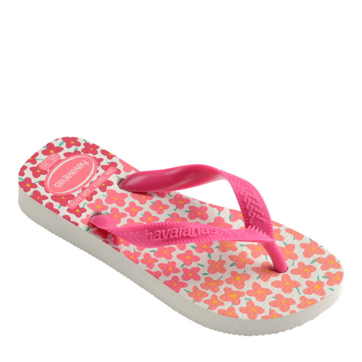 Sandalias Infantiles Havaianas Hav.Kids Flores - Blanco - Rosado - Fucsia 