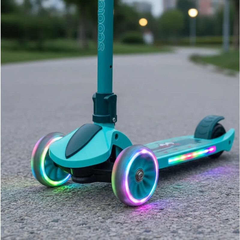 Monopatín Infantil3 Ruedas Para Niños Con Luces y Sonido Verde